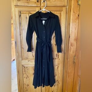 Banana Republic Black Dress Button Down Midi NWT